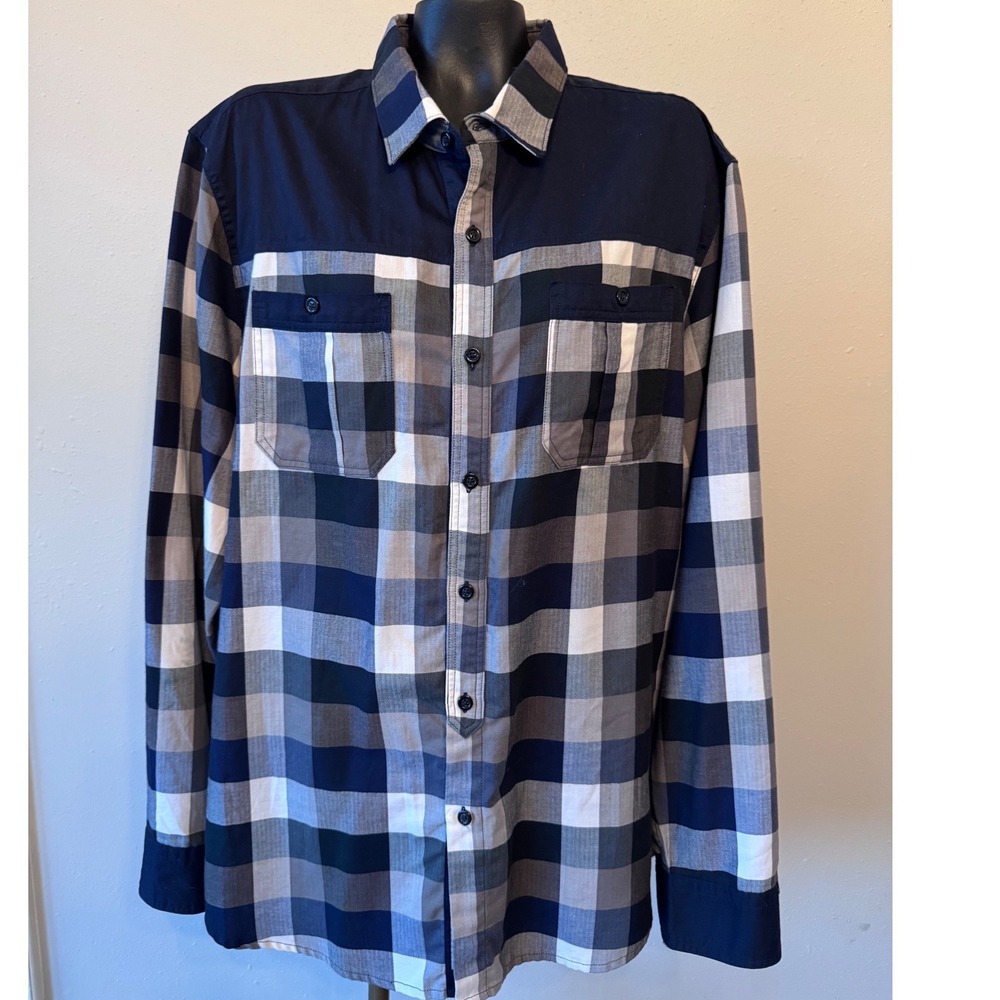 Sean John Mens 3XL Buffalo Plaid Herringbone Button Down Shirt Cotton Streetwear